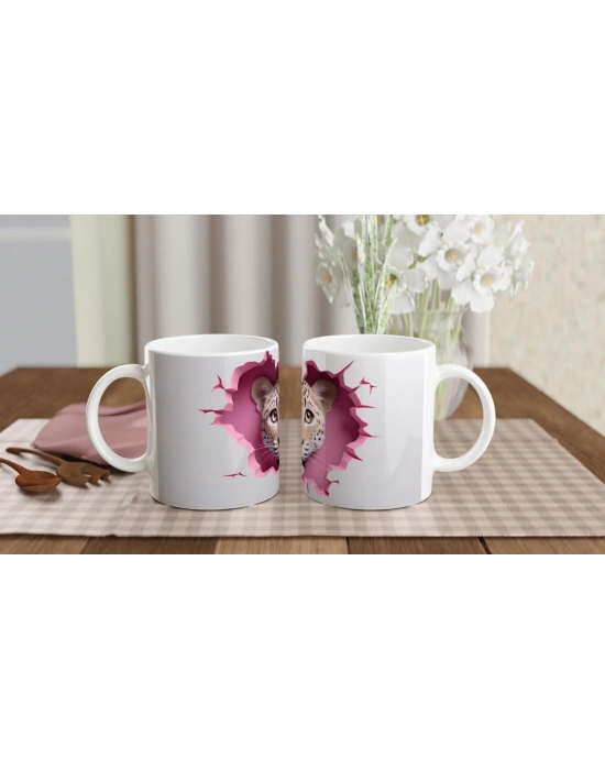 Kalpli Duvarı Yırtarak Bakan Leopar Temalı Baskılı Kupa Bardak