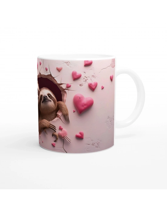 Kalpli Duvarın Ardından Bakan Tembel Hayvanlar Temalı Baskılı Kupa Bardak