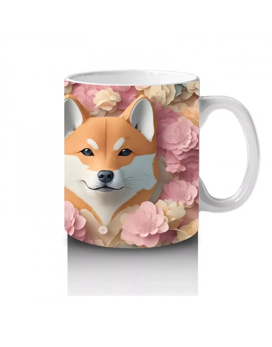 Kalpli Fon Önünde Sevimli Tilki Çifti – Baskılı Kahve Kupası