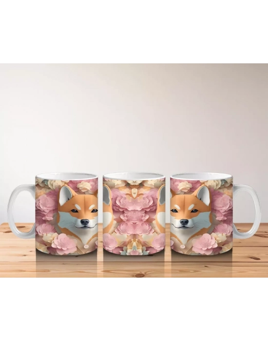 Kalpli Fon Önünde Sevimli Tilki Çifti – Baskılı Kahve Kupası