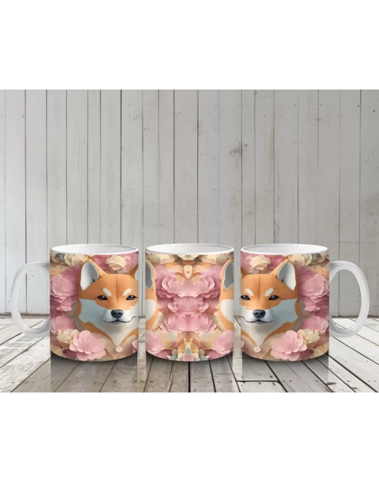 Kalpli Fon Önünde Sevimli Tilki Çifti – Baskılı Kahve Kupası