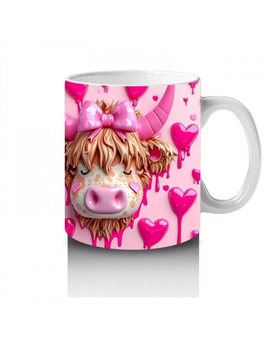 Kalpli Fon Üzerinde Boğa Maskotu İkili – Baskılı Kahve Kupası