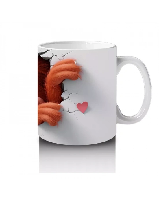 Kalpli Fon Üzerinde Gülümseyen Maymun – Baskılı Kahve Kupası