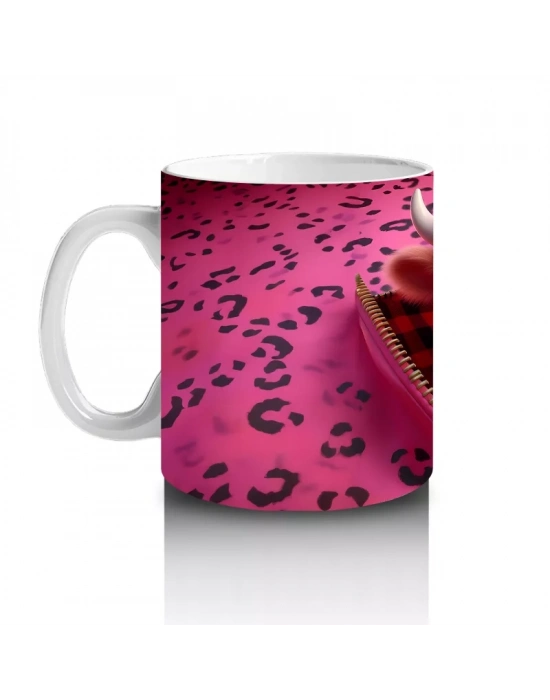 Kalpli Fon Üzerinde Oturan Şirin Boğa – Baskılı Kahve Kupası