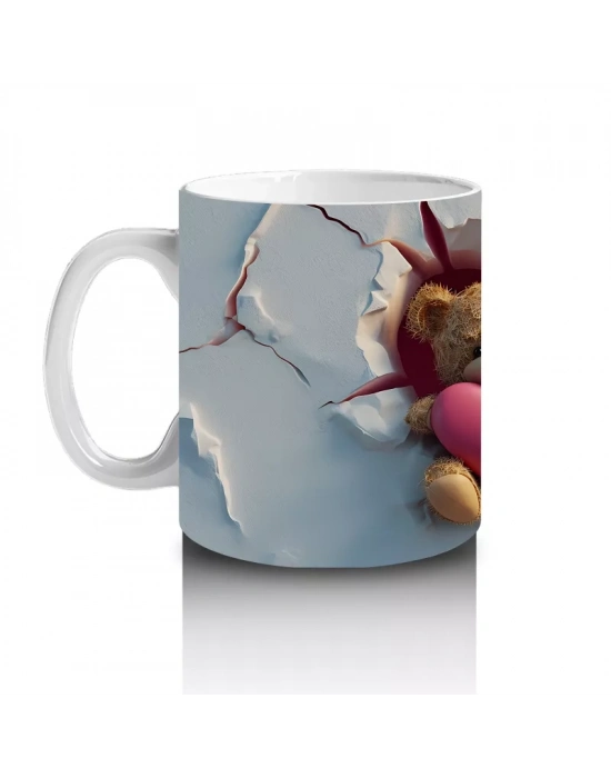 Kalpli Fon Üzerinde Sevimli Ayıcıklar – Baskılı Kahve Kupası