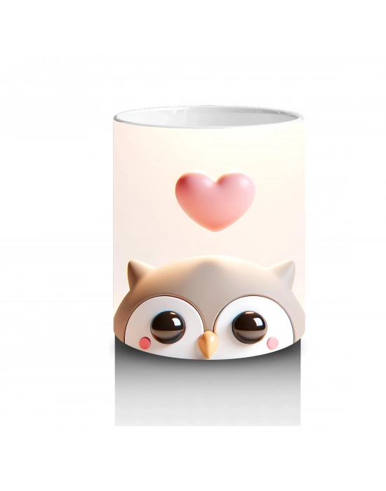 Kalpli Fon Üzerinde Sevimli Kulakları Düşük Köpek Yavrusu - Baskılı kahve kupası