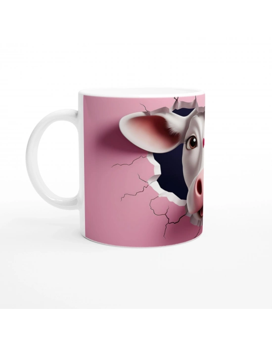 Kalpli Gözlü Sevimli İnek Temalı Baskılı Kupa Bardak