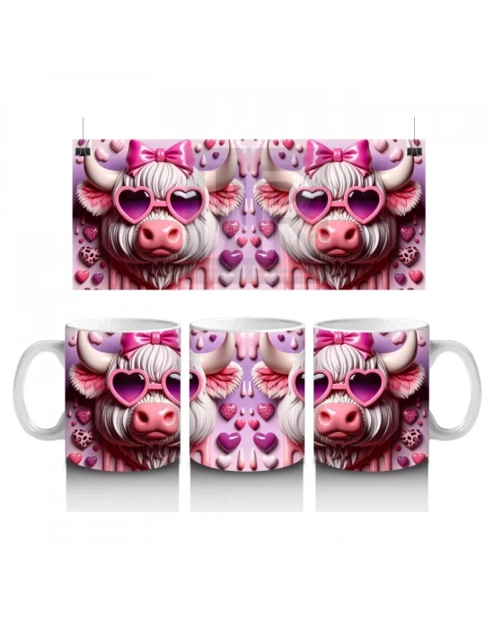 Kalpli Gözlük Takmış Sevimli Domuzcuklar – Baskılı Kahve Kupası