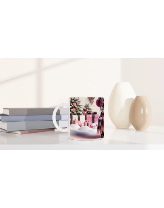 Kalpli Hediye Tutan Sevimli Panda Temalı Baskılı Kupa Bardak