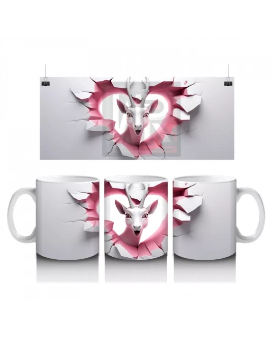 Kalpli Kırık Duvar Desenli Ceylan - Baskılı Kahve Kupası