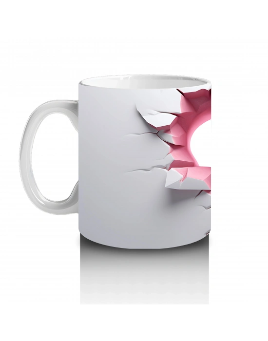 Kalpli Kırık Duvar Desenli Ceylan - Baskılı Kahve Kupası