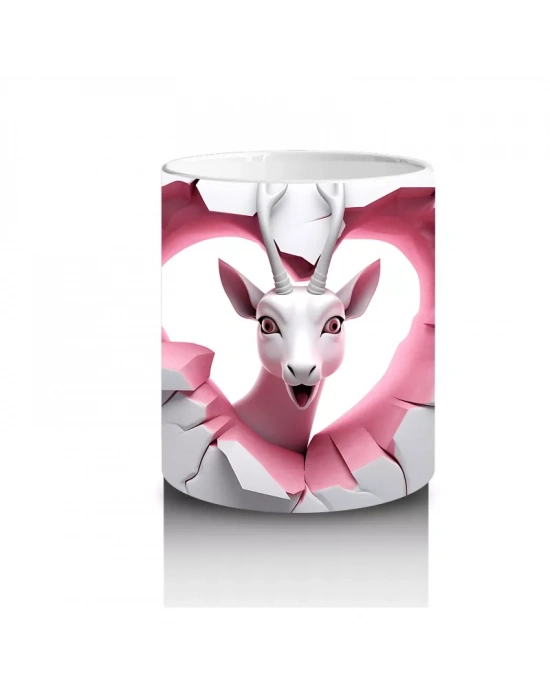 Kalpli Kırık Duvar Desenli Ceylan - Baskılı Kahve Kupası