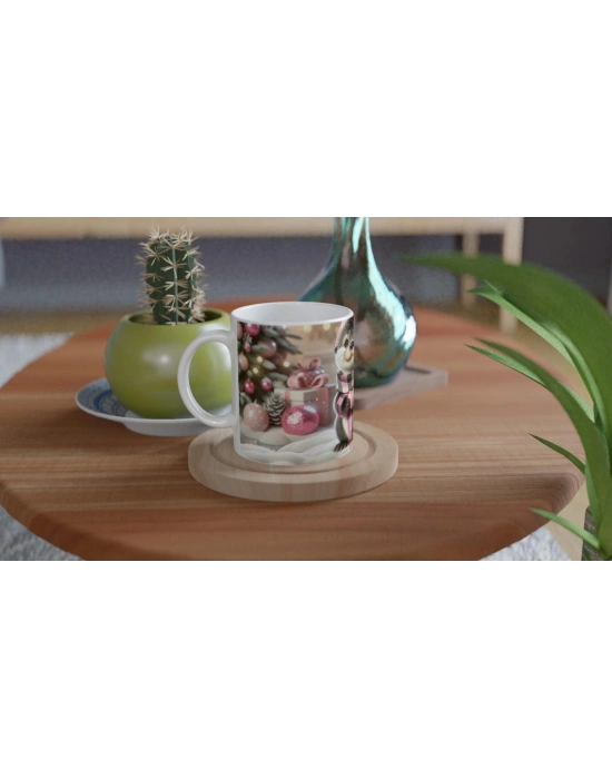 Kalpli Kışlık Şapkalı Su Samuru Temalı Baskılı Kupa Bardak