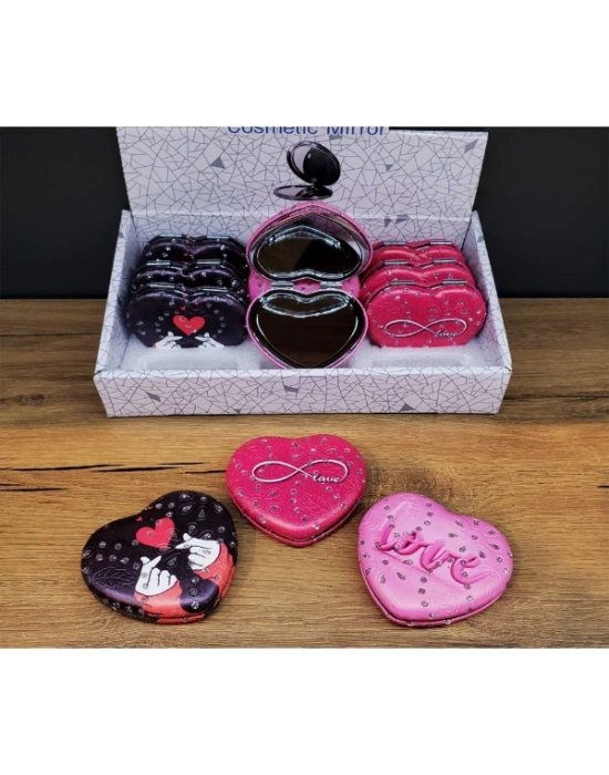 Kalpli Love Tasarımlı Cep Aynası