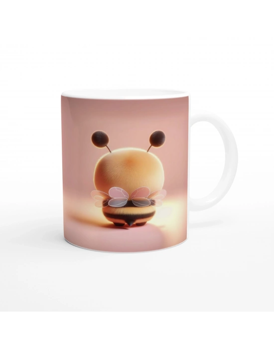 Kalpli Mini Sevimli Arı Temalı Baskılı Kupa Bardak