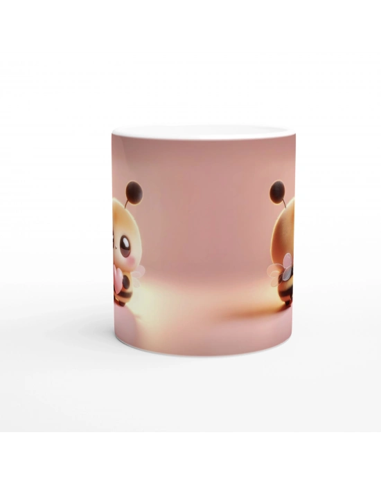 Kalpli Mini Sevimli Arı Temalı Baskılı Kupa Bardak