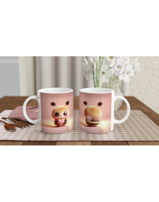 Kalpli Mini Sevimli Arı Temalı Baskılı Kupa Bardak