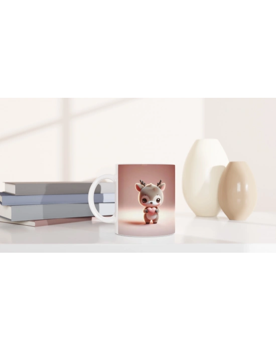 Kalpli Minik Geyik Temalı Baskılı Kupa Bardak