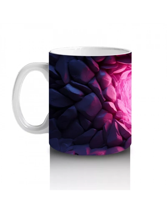 Kalpli Parıltılar Arasında Mor Kelebek - Baskılı Kahve Kupası