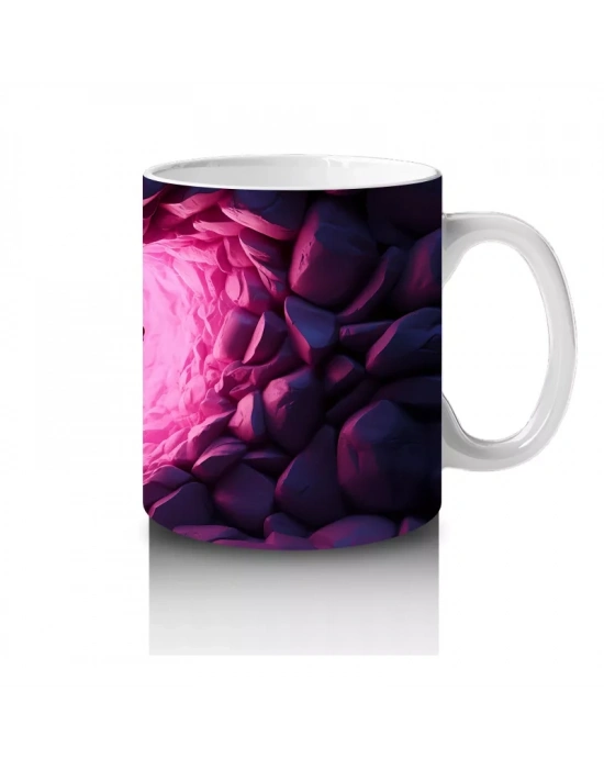 Kalpli Parıltılar Arasında Mor Kelebek - Baskılı Kahve Kupası