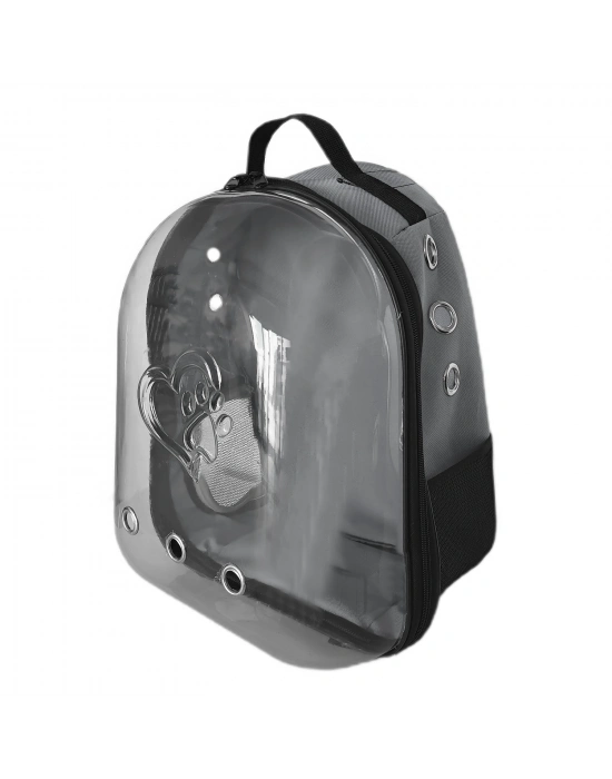 Kalpli Patili Astronot Şeffaf Taşıma Sırt Çantası Gri 24x32x42 cm