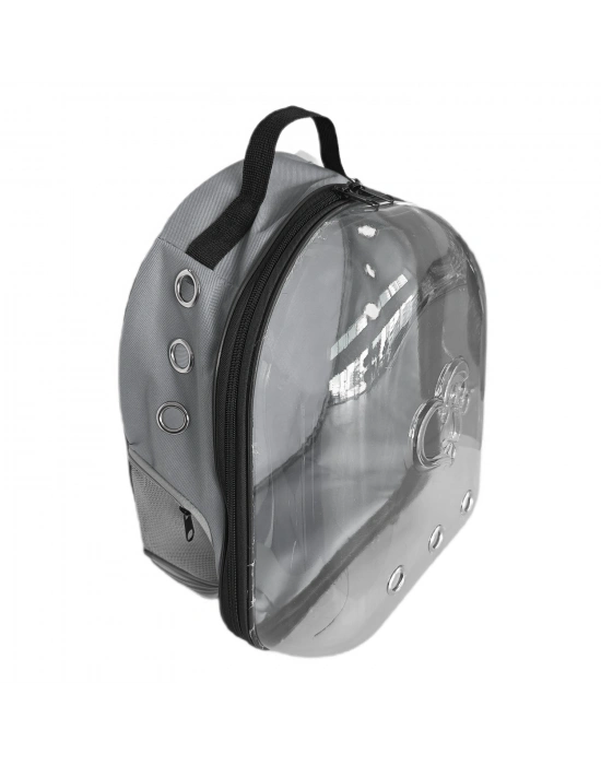 Kalpli Patili Astronot Şeffaf Taşıma Sırt Çantası Gri 24x32x42 cm