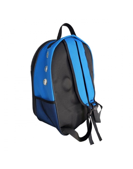 Kalpli Patili Astronot Şeffaf Taşıma Sırt Çantası Mavi 24x32x42 cm