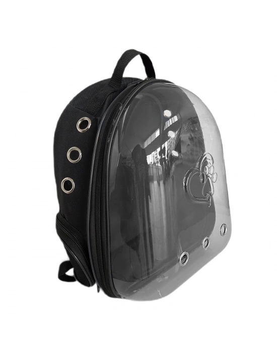Kalpli Patili Astronot Şeffaf Taşıma Sırt Çantası Siyah 24x32x42 cm
