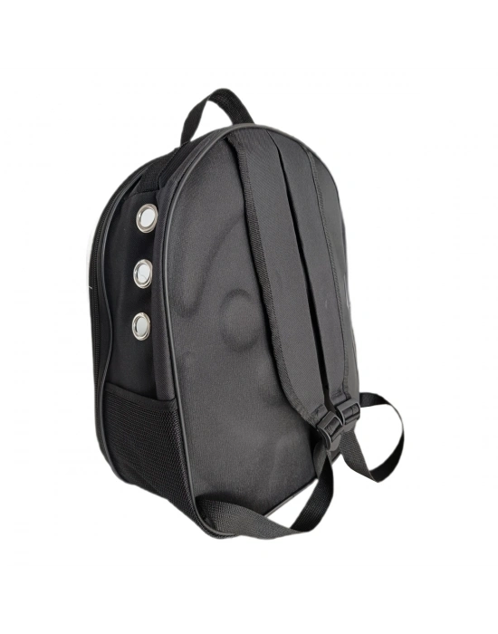 Kalpli Patili Astronot Şeffaf Taşıma Sırt Çantası Siyah 24x32x42 cm