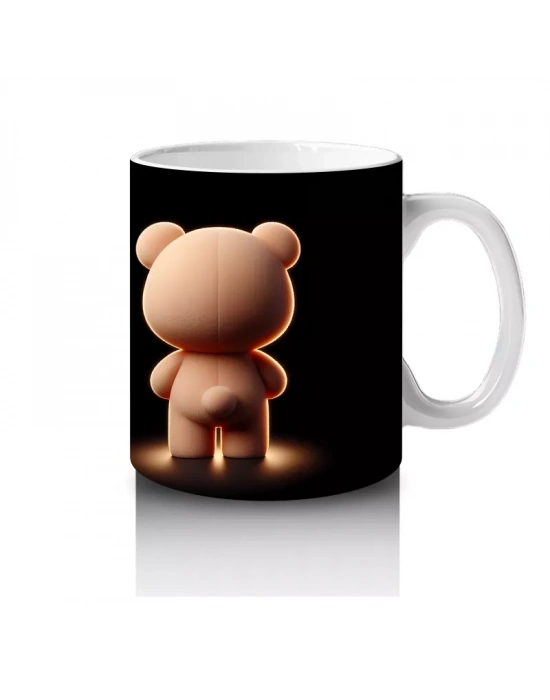 Kalpli Peluş Ayıcık Figürü – Baskılı Kahve Kupası