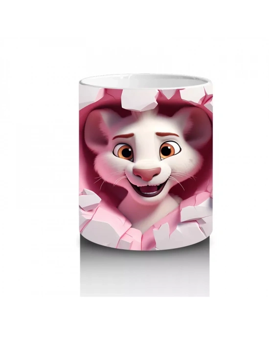 Kalpli Pembe Çatlak Duvar Arasında Aşk Teması – Baskılı Kahve Kupası