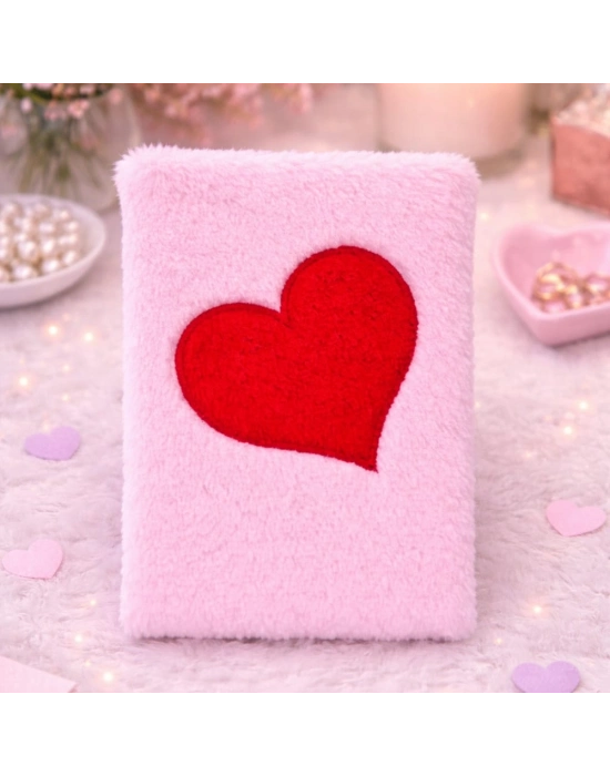 Kalpli Pembe Peluş Defter