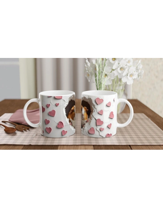 Kalpli Pencereden Bakan Kobay Çift Temalı Baskılı Kupa Bardak