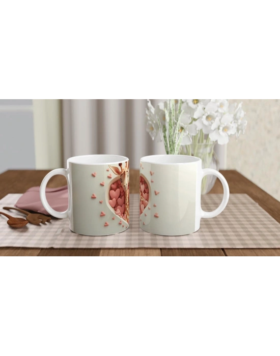 Kalpli Pencereden Bakan Zürafa Anne ve Yavrusu Temalı Baskılı Kupa Bardak