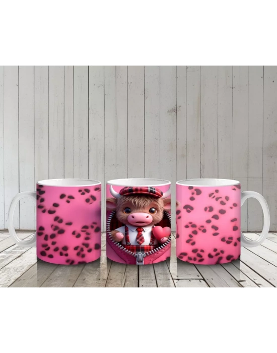 Kalpli Şapkalı Tatlı Buzağı Karakteri – Baskılı Kahve Kupası