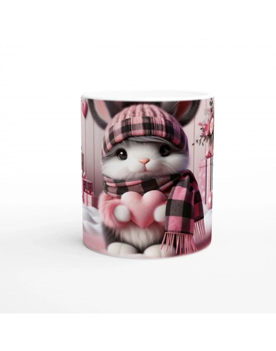 Kalpli Şapkalı Tavşan Temalı Baskılı Kupa Bardak