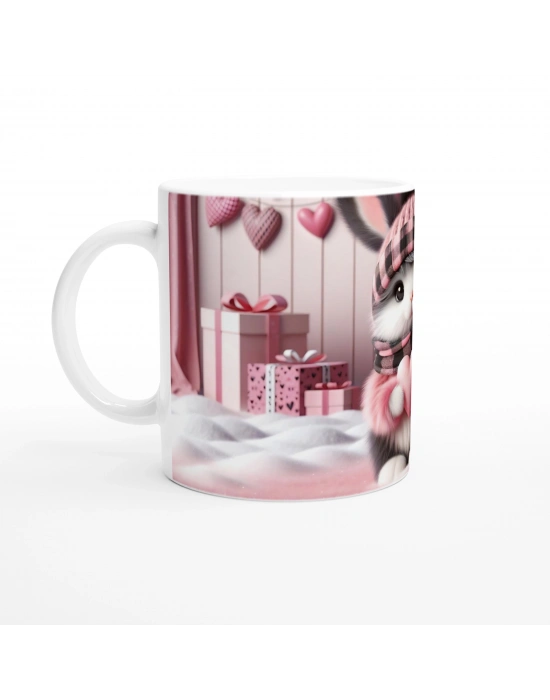 Kalpli Şapkalı Tavşan Temalı Baskılı Kupa Bardak