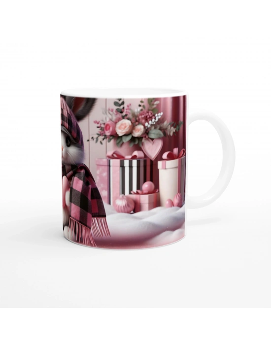 Kalpli Şapkalı Tavşan Temalı Baskılı Kupa Bardak