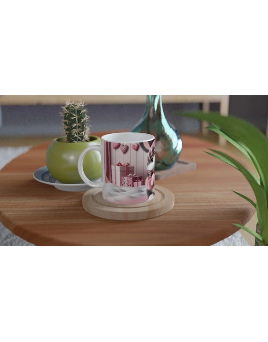 Kalpli Şapkalı Tavşan Temalı Baskılı Kupa Bardak