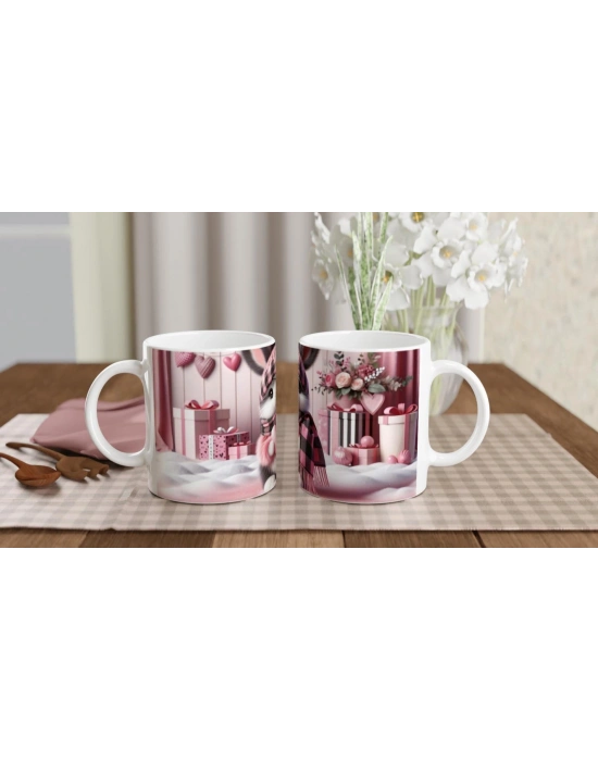 Kalpli Şapkalı Tavşan Temalı Baskılı Kupa Bardak