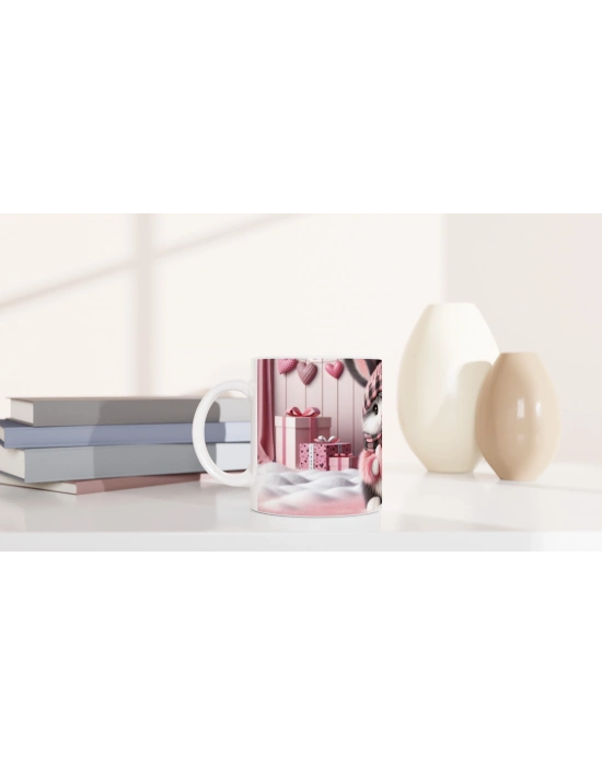 Kalpli Şapkalı Tavşan Temalı Baskılı Kupa Bardak