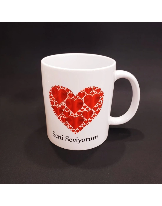 Kalpli Seni Seviyorum Baskılı Kupa Bardak