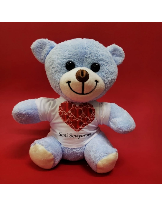 Kalpli Seni Seviyorum Yazılı Tişörtlü Peluş Ayıcık
