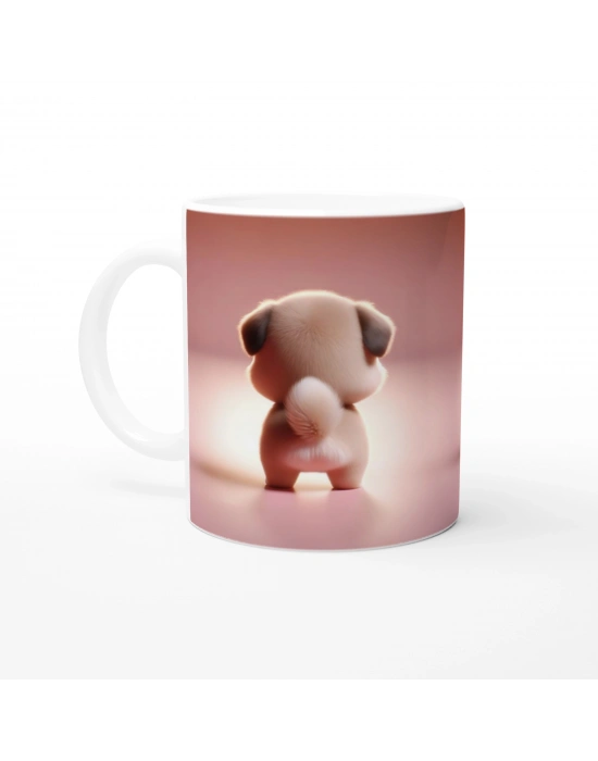 Kalpli Sevimli Köpek Figürlü Baskılı Kupa Bardak