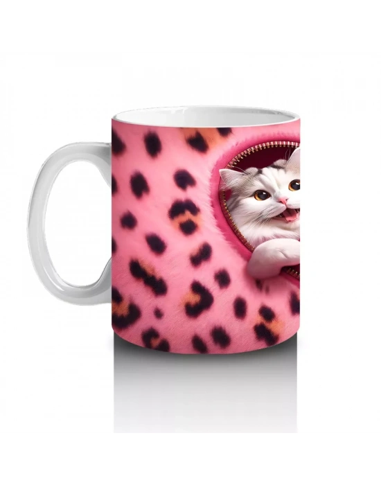 Kalpli Yastığa Sarılmış İki Kedi – Baskılı Kahve Kupası