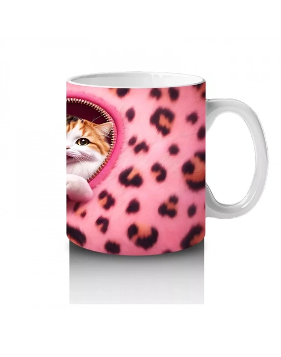 Kalpli Yastığa Sarılmış İki Kedi – Baskılı Kahve Kupası