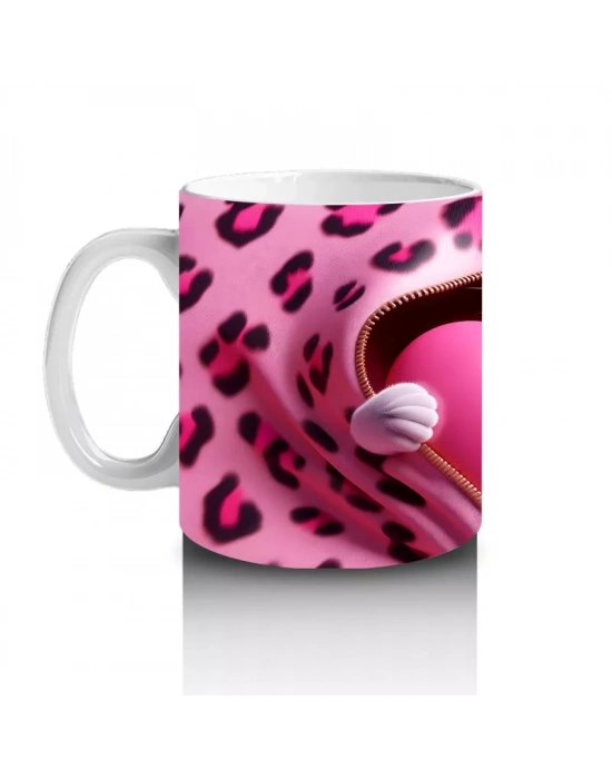 Kalpli Yastıkla Uyumlu Sevimli Kedi İllüstrasyonu – Baskılı Kahve Kupası