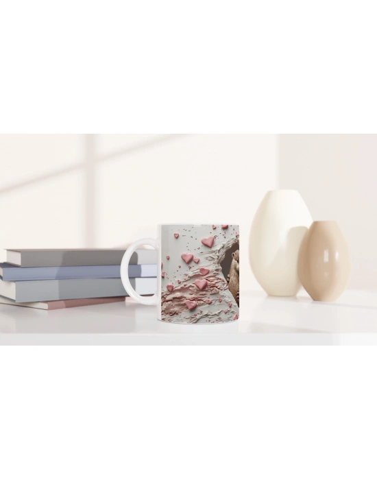 Kalpten Bakan Sarılan Su Samurları Temalı Baskılı Kupa Bardak