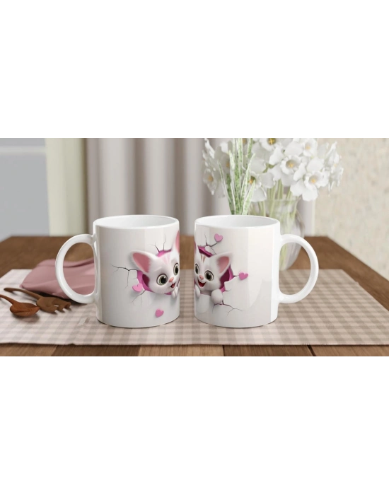 Kalpten Bakan Sevimli Kedi Kardeşler Temalı Baskılı Kupa Bardak