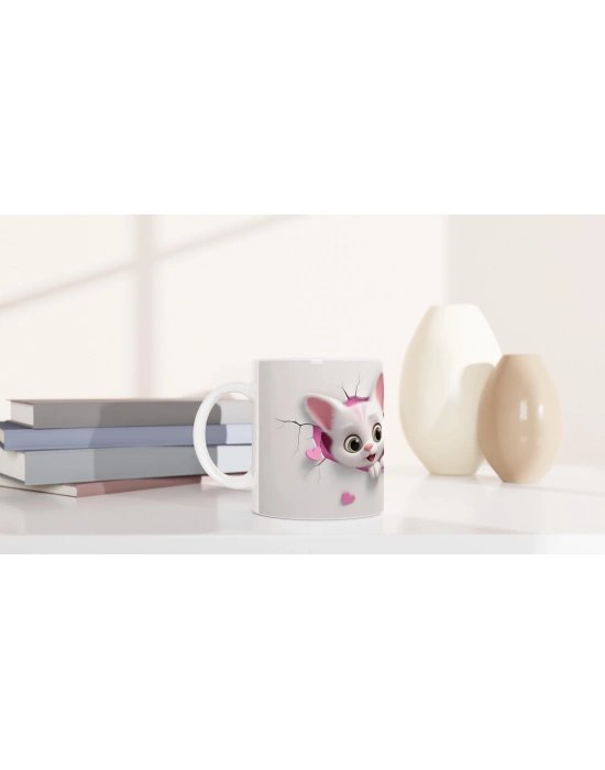 Kalpten Bakan Sevimli Kedi Kardeşler Temalı Baskılı Kupa Bardak